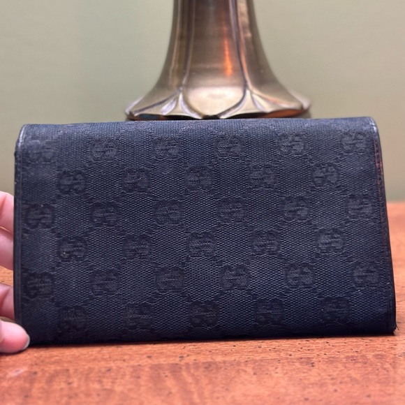 Gucci wallet Black leather and monogram canvas long bifold with COAuthenticity - Picture 3 of 16